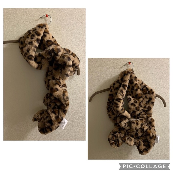 Fashion By Mirabeau Leopard Print Scarf-Tan Brown-Soft Fuzzy Warm Kid’s - Picture 1 of 7